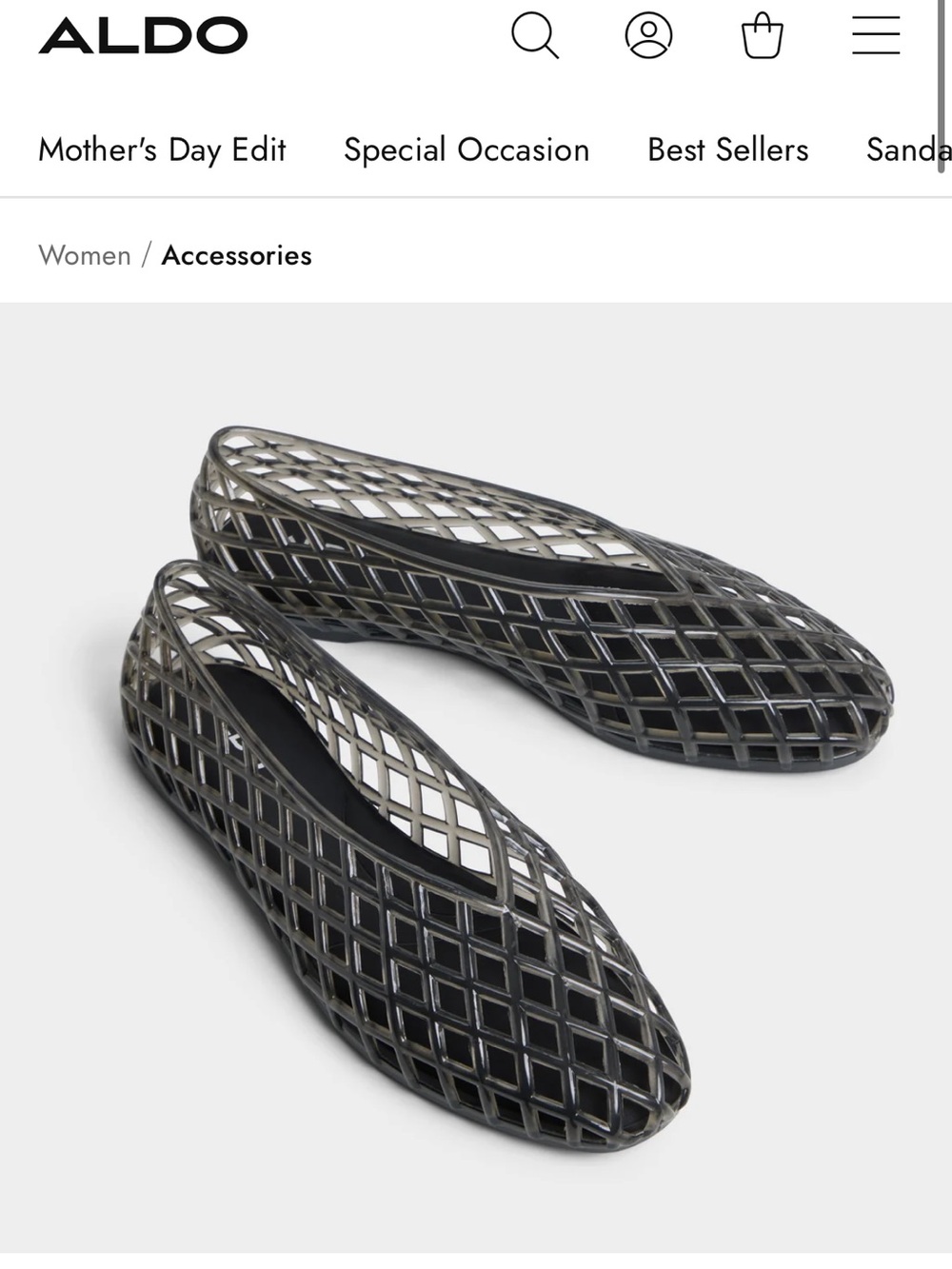 ALDO Black Lattice Slip-On Jelly Flats